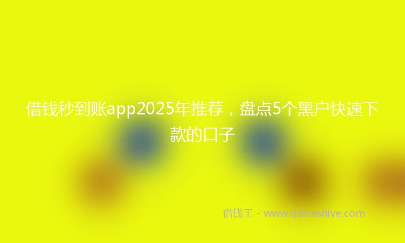 借钱秒到账app2025年推荐，盘点5个黑户快速下款的口子