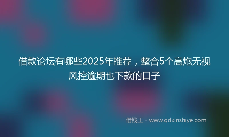 借款论坛有哪些2025年推荐，整合5个高炮无视风控逾期也下款的口子