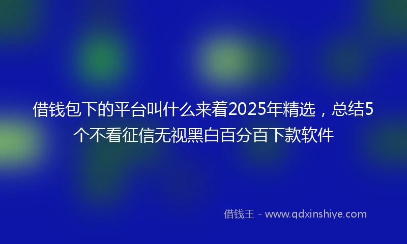 借钱包下的平台叫什么来着2025年精选，总结5个不看征信无视黑白百分百下款软件