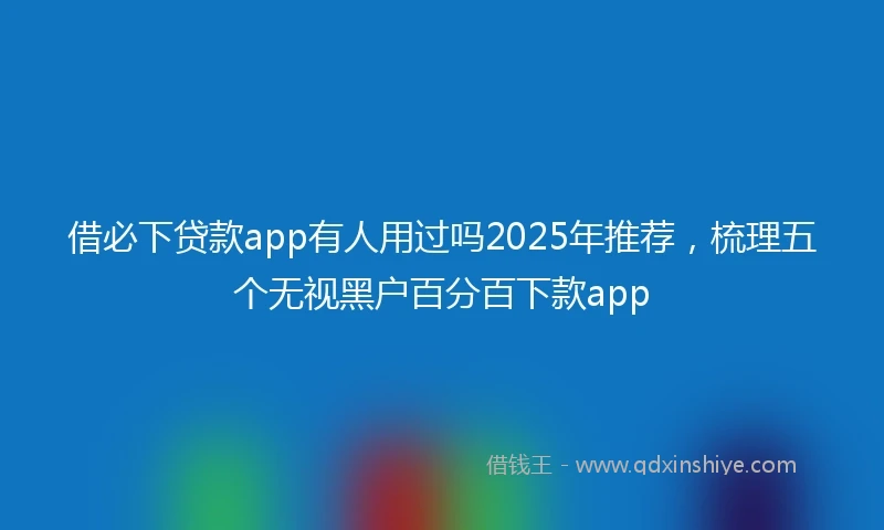 借必下贷款app有人用过吗2025年推荐，梳理五个无视黑户百分百下款app
