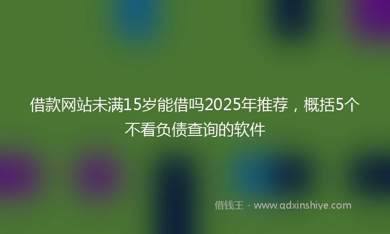 借款网站未满15岁能借吗2025年推荐，概括5个不看负债查询的软件