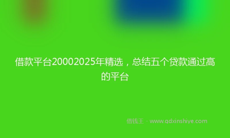 借款平台20002025年精选，总结五个贷款通过高的平台