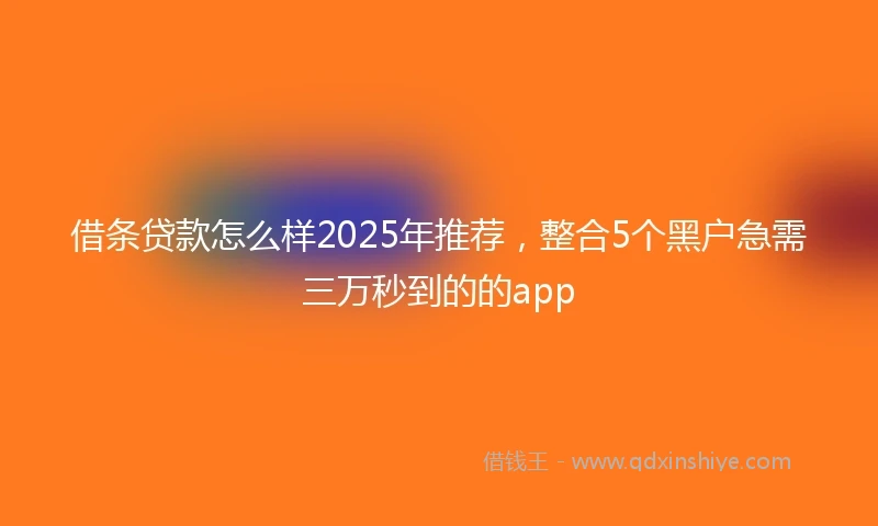 借条贷款怎么样2025年推荐，整合5个黑户急需三万秒到的的app