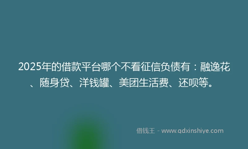 2025年的借款平台哪个不看征信负债有：融逸花、随身贷、洋钱罐、美团生活费、还呗等。