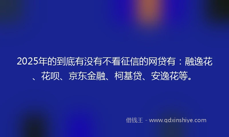2025年的到底有没有不看征信的网贷有：融逸花、花呗、京东金融、柯基贷、安逸花等。