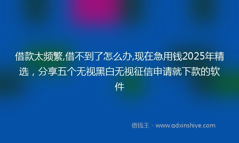 借款太频繁,借不到了怎么办,现在急用钱2025年精选，分享五个无视黑白无视征信申请就下款的软件