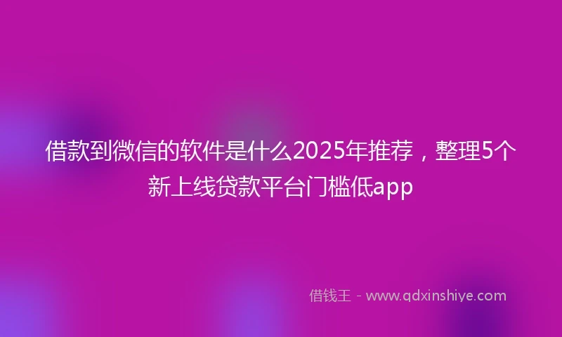 借款到微信的软件是什么2025年推荐，整理5个新上线贷款平台门槛低app