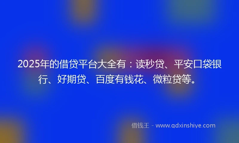 2025年的借贷平台大全有：读秒贷、平安口袋银行、好期贷、百度有钱花、微粒贷等。