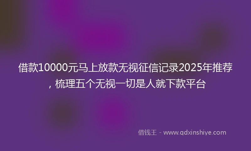 借款10000元马上放款无视征信记录2025年推荐，梳理五个无视一切是人就下款平台