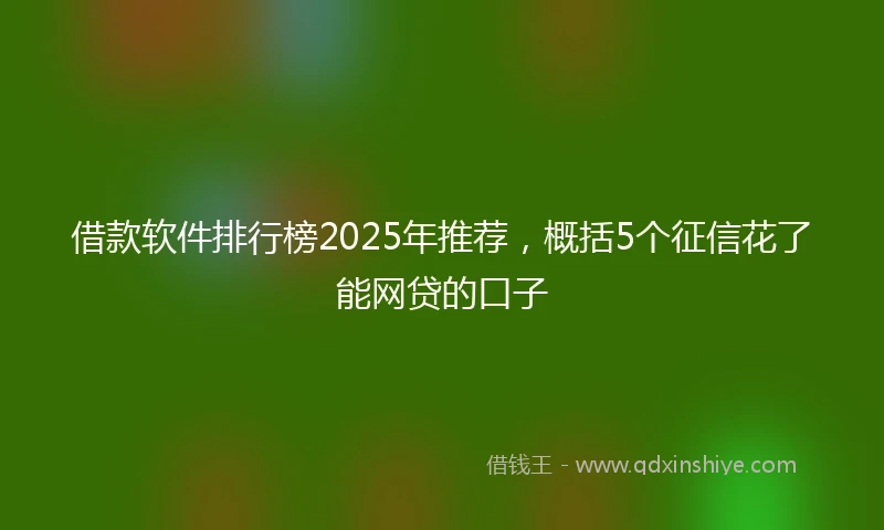 借款软件排行榜2025年推荐，概括5个征信花了能网贷的口子