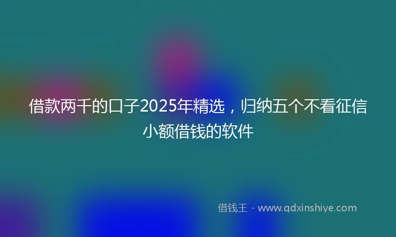 借款两千的口子2025年精选，归纳五个不看征信小额借钱的软件