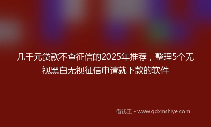 几千元贷款不查征信的2025年推荐，整理5个无视黑白无视征信申请就下款的软件