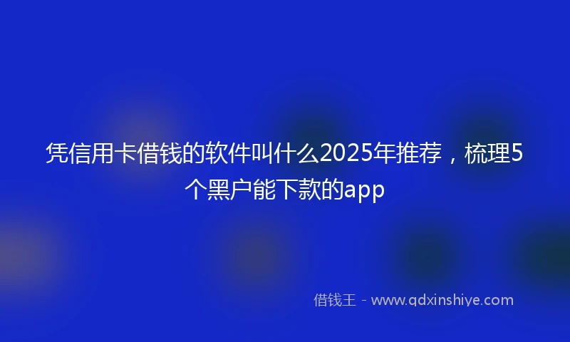 凭信用卡借钱的软件叫什么2025年推荐，梳理5个黑户能下款的app