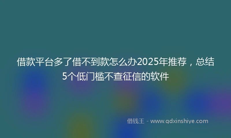 借款平台多了借不到款怎么办2025年推荐，总结5个低门槛不查征信的软件