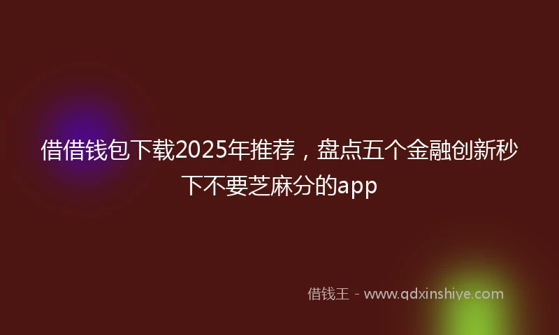 借借钱包下载2025年推荐，盘点五个金融创新秒下不要芝麻分的app