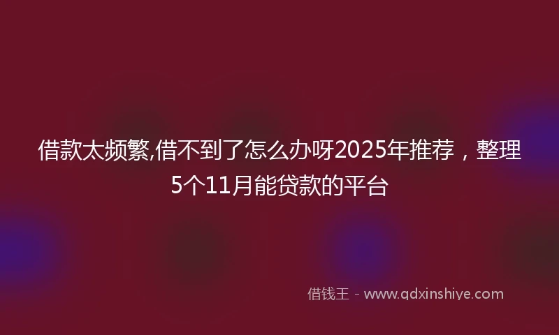 借款太频繁,借不到了怎么办呀2025年推荐，整理5个11月能贷款的平台