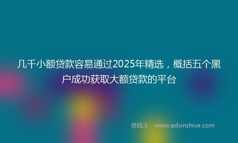 几千小额贷款容易通过2025年精选，概括五个黑户成功获取大额贷款的平台