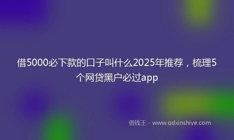借5000必下款的口子叫什么2025年推荐，梳理5个网贷黑户必过app