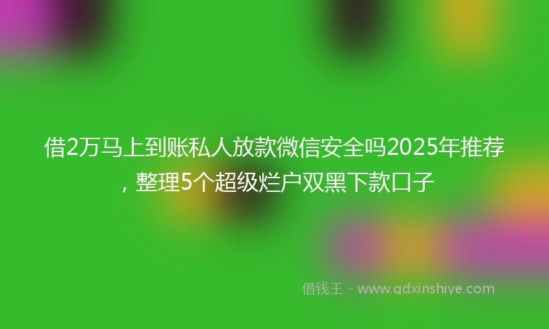 借2万马上到账私人放款微信安全吗2025年推荐，整理5个超级烂户双黑下款口子