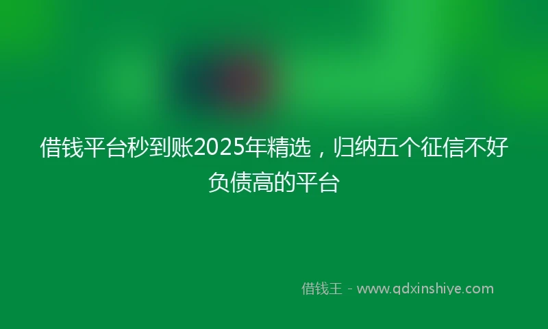 借钱平台秒到账2025年精选，归纳五个征信不好负债高的平台