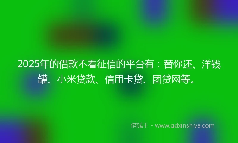 2025年的借款不看征信的平台有：替你还、洋钱罐、小米贷款、信用卡贷、团贷网等。