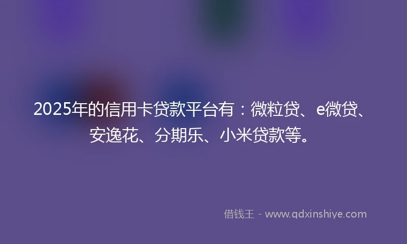 2025年的信用卡贷款平台有：微粒贷、e微贷、安逸花、分期乐、小米贷款等。