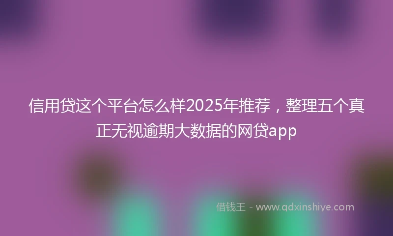 信用贷这个平台怎么样2025年推荐，整理五个真正无视逾期大数据的网贷app