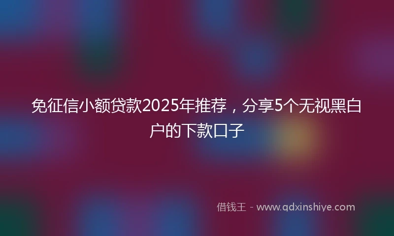 免征信小额贷款2025年推荐，分享5个无视黑白户的下款口子