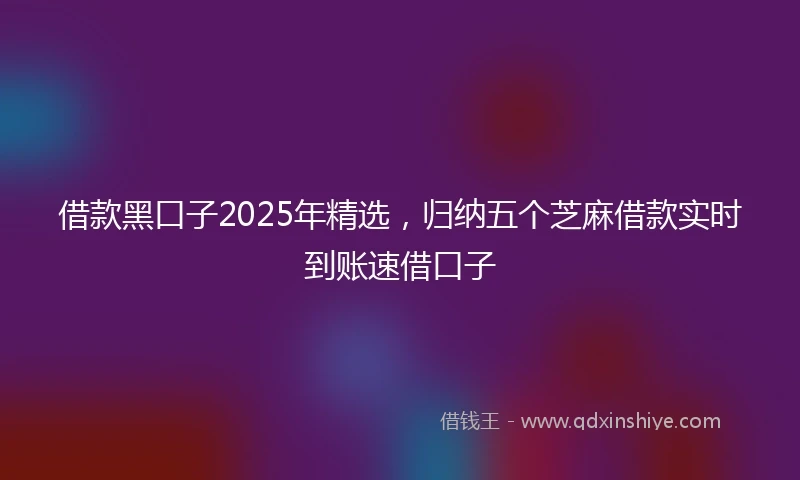 借款黑口子2025年精选，归纳五个芝麻借款实时到账速借口子