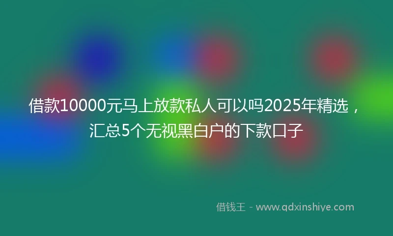 借款10000元马上放款私人可以吗2025年精选，汇总5个无视黑白户的下款口子