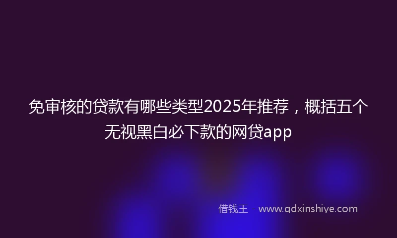 免审核的贷款有哪些类型2025年推荐，概括五个无视黑白必下款的网贷app