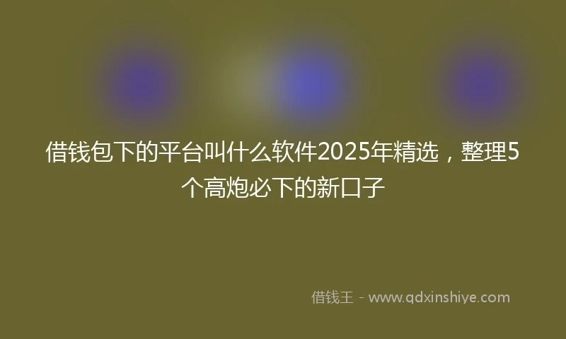 借钱包下的平台叫什么软件2025年精选，整理5个高炮必下的新口子