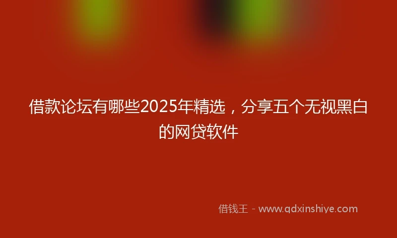 借款论坛有哪些2025年精选，分享五个无视黑白的网贷软件