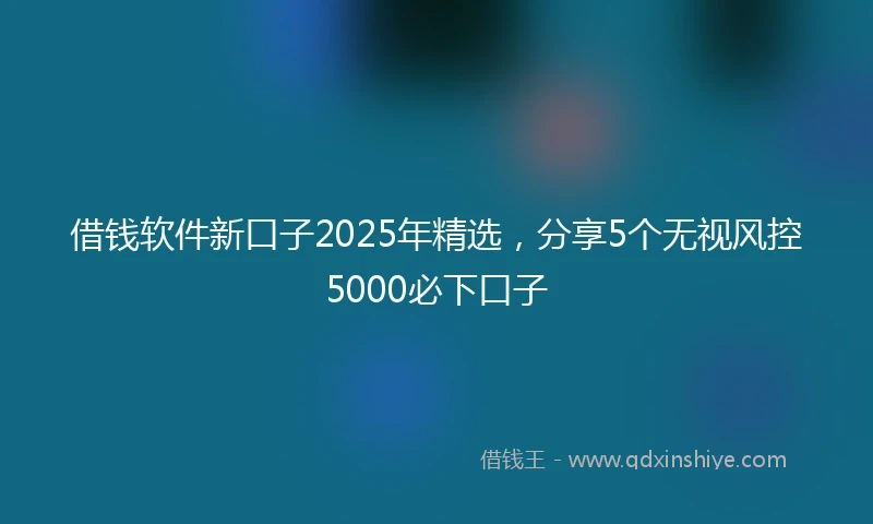 借钱软件新口子2025年精选，分享5个无视风控5000必下口子