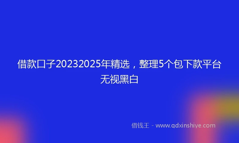 借款口子20232025年精选，整理5个包下款平台无视黑白