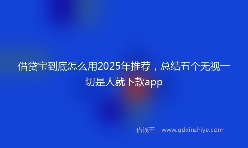 借贷宝到底怎么用2025年推荐，总结五个无视一切是人就下款app