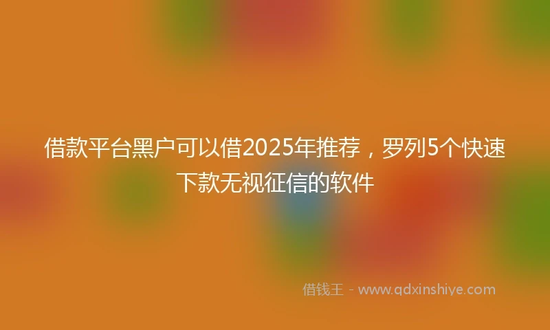 借款平台黑户可以借2025年推荐，罗列5个快速下款无视征信的软件