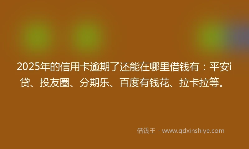 2025年的信用卡逾期了还能在哪里借钱有：平安i贷、投友圈、分期乐、百度有钱花、拉卡拉等。