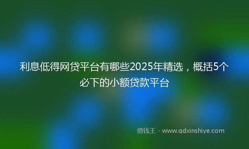 利息低得网贷平台有哪些2025年精选，概括5个必下的小额贷款平台