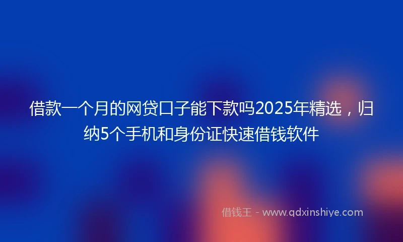 借款一个月的网贷口子能下款吗2025年精选，归纳5个手机和身份证快速借钱软件