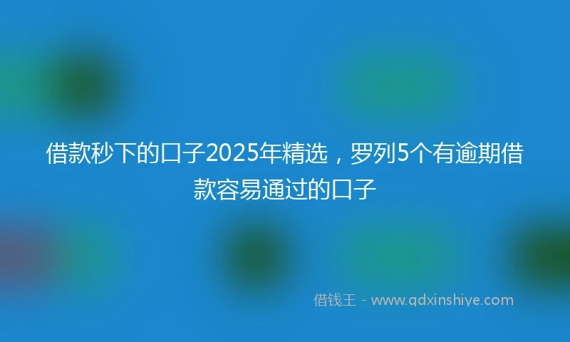 借款秒下的口子2025年精选，罗列5个有逾期借款容易通过的口子