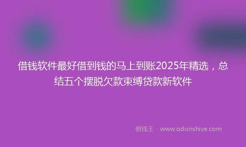 借钱软件最好借到钱的马上到账2025年精选，总结五个摆脱欠款束缚贷款新软件