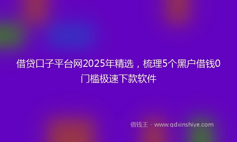 借贷口子平台网2025年精选，梳理5个黑户借钱0门槛极速下款软件