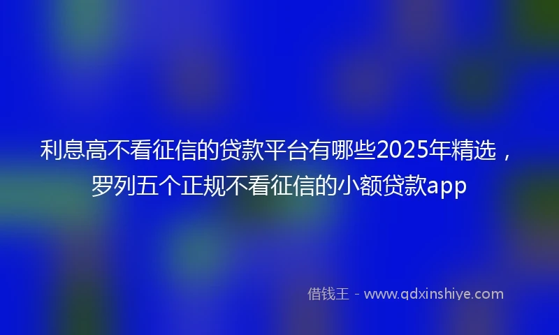 利息高不看征信的贷款平台有哪些2025年精选，罗列五个正规不看征信的小额贷款app