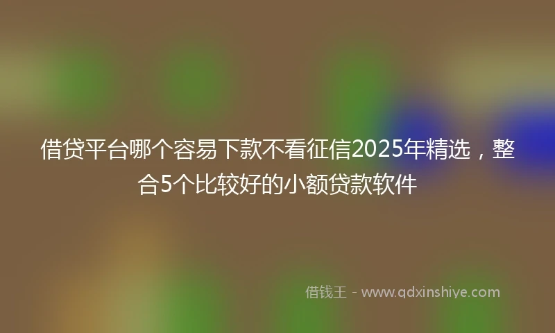 借贷平台哪个容易下款不看征信2025年精选，整合5个比较好的小额贷款软件