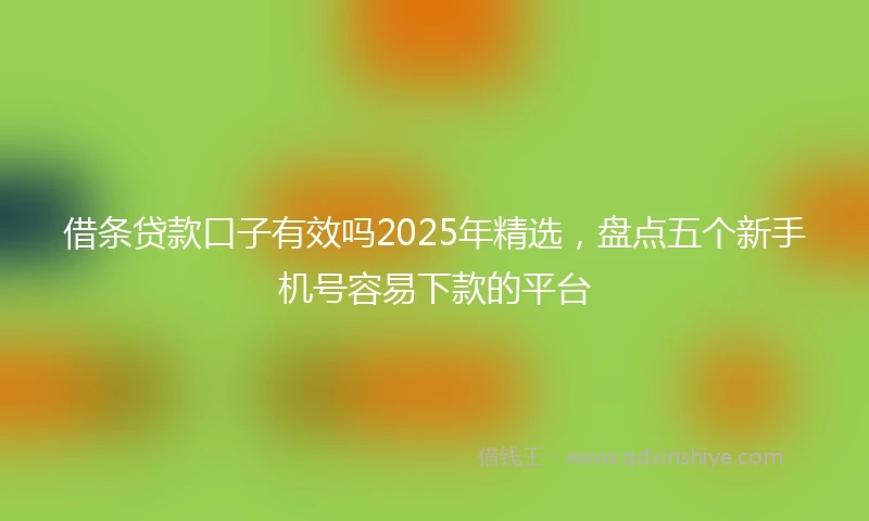 借条贷款口子有效吗2025年精选，盘点五个新手机号容易下款的平台