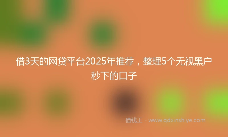 借3天的网贷平台2025年推荐，整理5个无视黑户秒下的口子