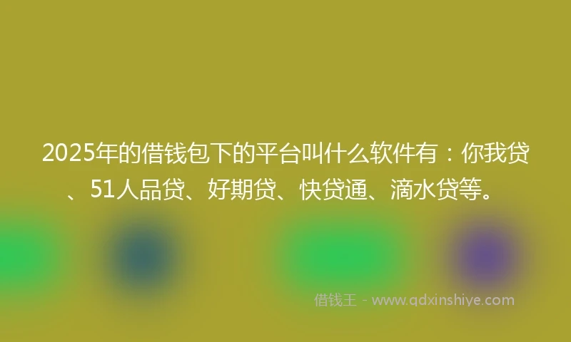 2025年的借钱包下的平台叫什么软件有：你我贷、51人品贷、好期贷、快贷通、滴水贷等。
