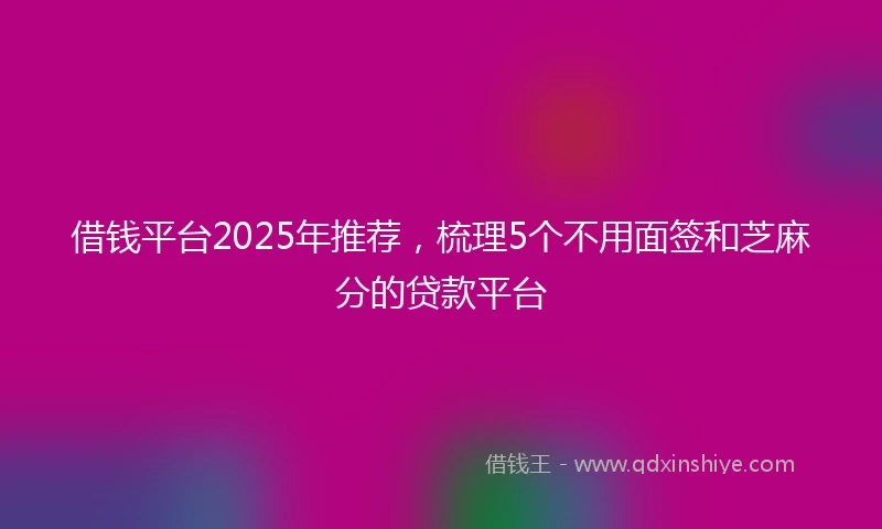 借钱平台2025年推荐，梳理5个不用面签和芝麻分的贷款平台