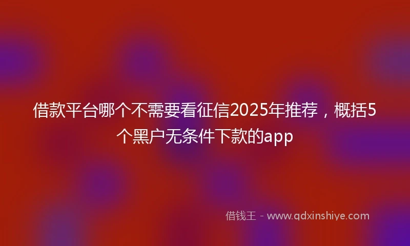 借款平台哪个不需要看征信2025年推荐，概括5个黑户无条件下款的app